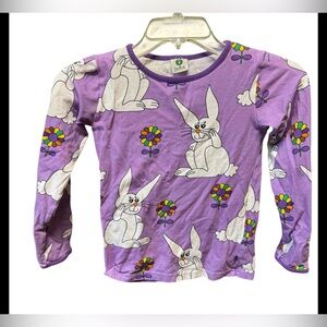småfolk Girls SZ 7-8 Bunny Flower Print long sleeve T-shirt